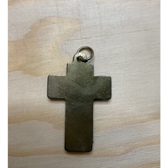 Dark Turquoise Color Image Crucifix Cathedral Religious Rosery Necklace Charm - Picture 3 of 3